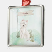Individuelle Name Westie Pet Dog Ornament Aus Metall (Links)