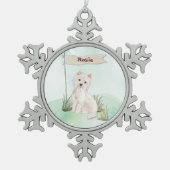 Individuelle Name Westie Pet Dog Schneeflocken Zinn-Ornament (Vorderseite)