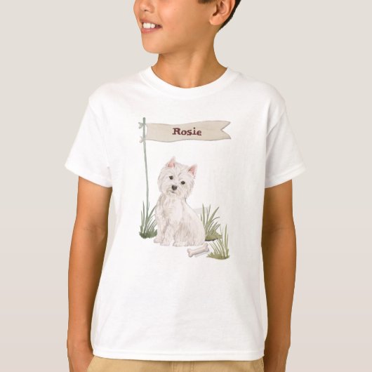 Individuelle Name Westie Pet Dog T-Shirt (Vorderseite)