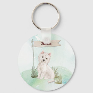 Individuelle Name Westie Schlüsselanhänger