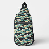 Individuelle Name Whales Pattern Crossbody Bag (Vorderseite)