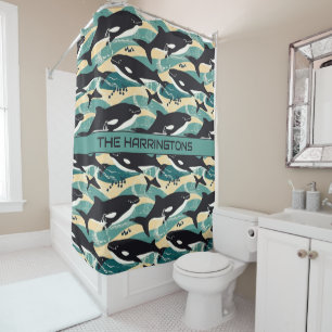 Individuelle Name Whales Pattern Duschvorhang