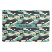 Individuelle Name Whales Pattern Kissenbezug (Rückseite)