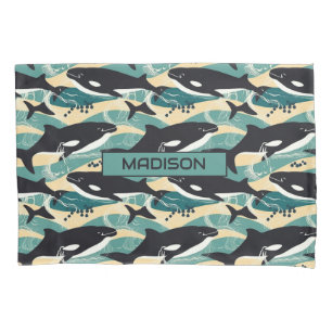 Individuelle Name Whales Pattern Kissenbezug
