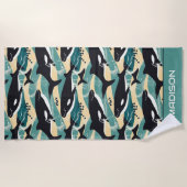 Individuelle Name Whales Pattern Strandtuch (Vorderseite)