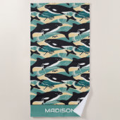 Individuelle Name Whales Pattern Strandtuch (Vorderseite)