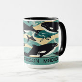 Individuelle Name Whales Pattern Tasse (VorderseiteRechts)