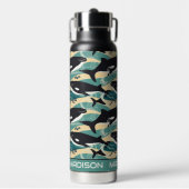 Individuelle Name Whales Pattern Trinkflasche (Vorderseite)