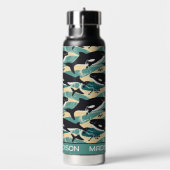 Individuelle Name Whales Pattern Trinkflasche (rechts)