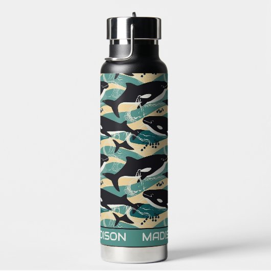 Individuelle Name Whales Pattern Trinkflasche (rechts)