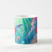 Individuelle Name Whimsical Floral Korallenriff Po Kaffeetasse (Mittel)