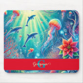 Individuelle Name Whimsical Floral Korallenriff Po Mousepad (Vorne)