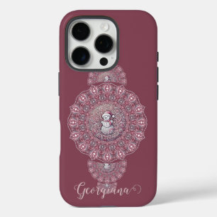 Individuelle Name Whimsical Snowman Ornamental Man iPhone 16 Pro Hülle