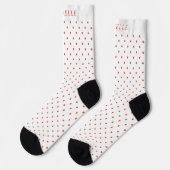 Individuelle Name White Deep Orange Red Polka Dot Socken (Linkes Detail)