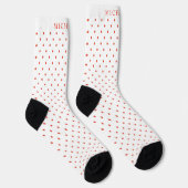 Individuelle Name White Deep Orange Red Polka Dot Socken (Rechts)