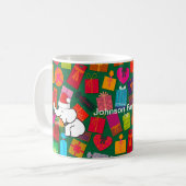 Individuelle Name White Elephant Weihnachtsgeschen Kaffeetasse (Vorderseite Links)