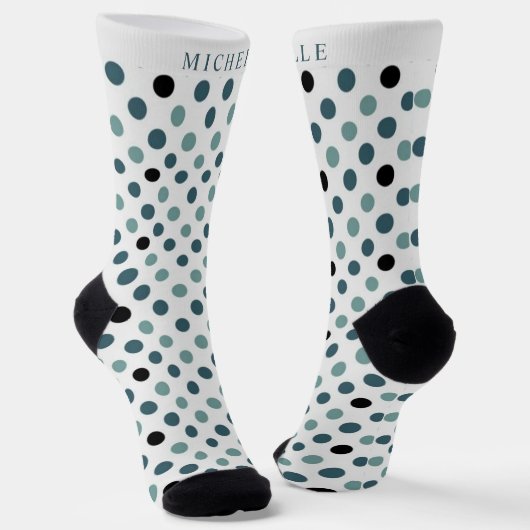 Individuelle Name White Green Polka Dot Socken (Gewinkelt)