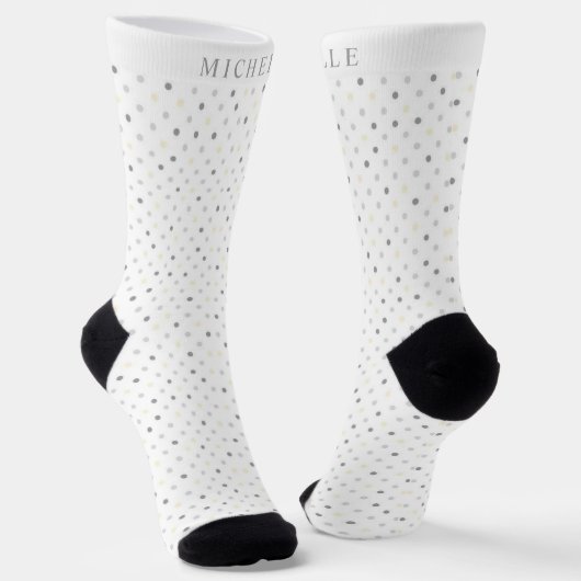 Individuelle Name White Light Dunkel Gray Polka Do Socken (Gewinkelt)