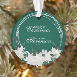 Individuelle Name White Poinsettia Blumenkohl Ornament