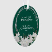 Individuelle Name White Poinsettia Blumenkohl Ornament (Vorderseite)