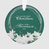 Individuelle Name White Poinsettia Blumenkohl Ornament (Vorderseite)