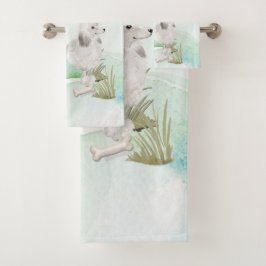 Individuelle Name White Poodle Pet Hund Badhandtuch Set