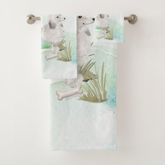 Individuelle Name White Poodle Pet Hund Badhandtuch Set (Insitu)