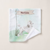Individuelle Name White Poodle Pet Hund Badhandtuch Set (Waschlappen)