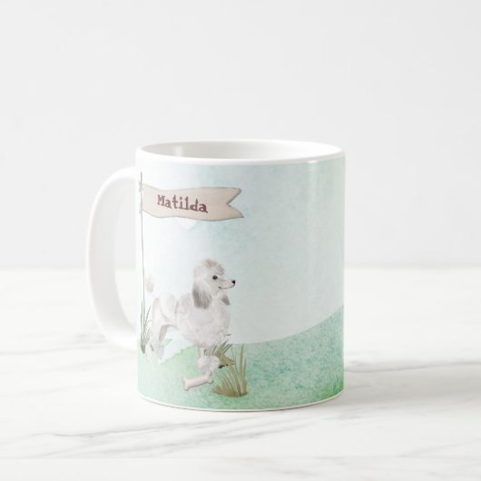Individuelle Name White Poodle Pet Hund Kaffeetasse (Vorderseite Links)