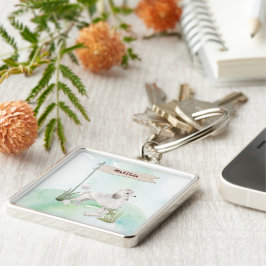 Individuelle Name White Poodle Pet Hund Schlüsselanhänger