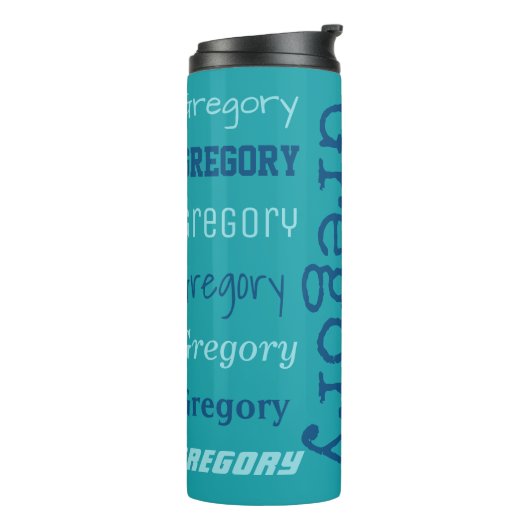 Individuelle Name - Wiederholung - Taumeln Thermosbecher (Nach links gedreht)