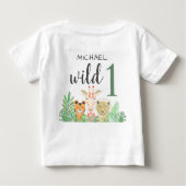 Individuelle Name Wild One Jungle Animals Grüne Baby T-shirt (Rückseite)