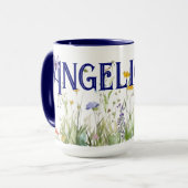 Individuelle Name-Wildblumen Tasse (Vorderseite Links)