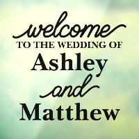 Individuelle Name Willkommen bei unserer Hochzeit 