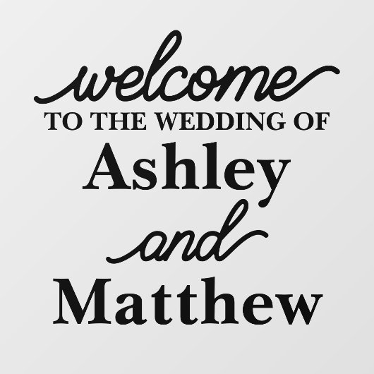 Individuelle Name Willkommen bei unserer Hochzeit Fensteraufkleber (Blatt)