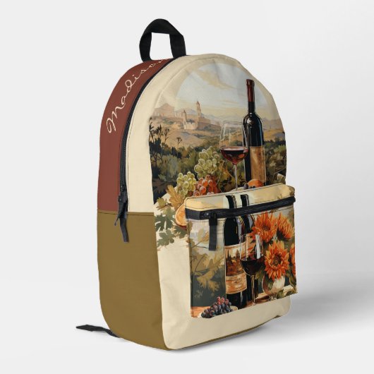 Individuelle Name Wine Lover Bedruckter Rucksack (Rückseitige Ecke links)