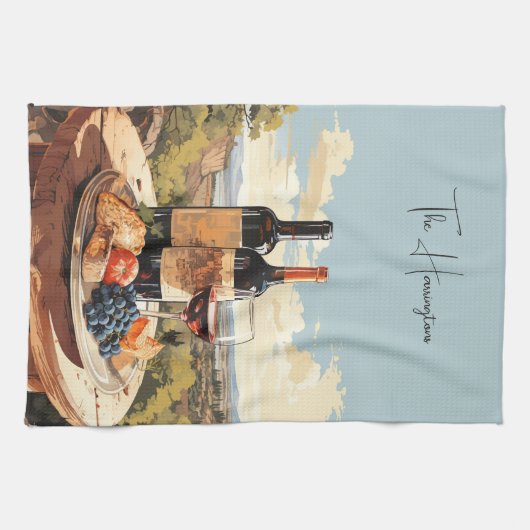 Individuelle Name Wine Lover Geschirrtuch (Horizontal)