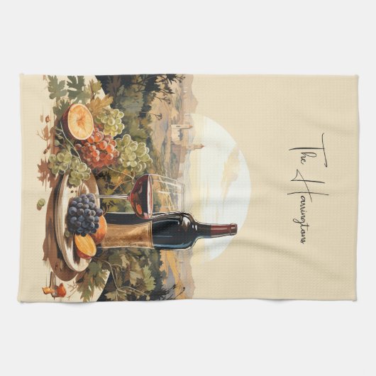 Individuelle Name Wine Lover Geschirrtuch (Horizontal)