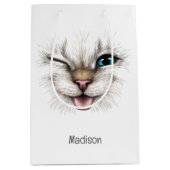 Individuelle Name Winking Cat Mittlere Geschenktüte (Vorderseite)