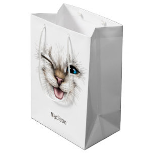Individuelle Name Winking Cat Mittlere Geschenktüte