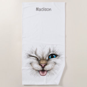 Individuelle Name Winking Cat Strandtuch