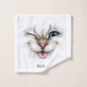 Individuelle Name Winking Cat Waschlappen