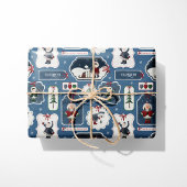 Individuelle Name Winter Friends Blue Wrapping Pap Geschenkpapier