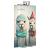Individuelle Name Winter Llamas Flachmann (Rechts)