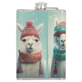 Individuelle Name Winter Llamas Flachmann (Rückseite)