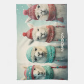Individuelle Name Winter Llamas Geschirrtuch (Vertikal)