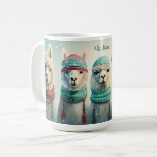 Individuelle Name Winter Llamas Kaffeetasse