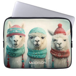 Individuelle Name Winter Llamas Laptopschutzhülle