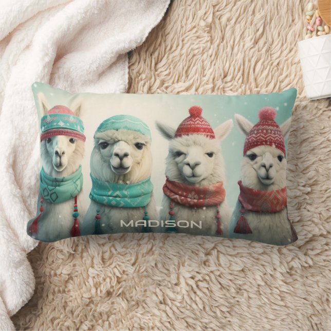 Individuelle Name Winter Llamas Lendenkissen (Decke)