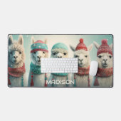 Individuelle Name Winter Llamas Schreibtischunterlage (Tastatur & Maus)